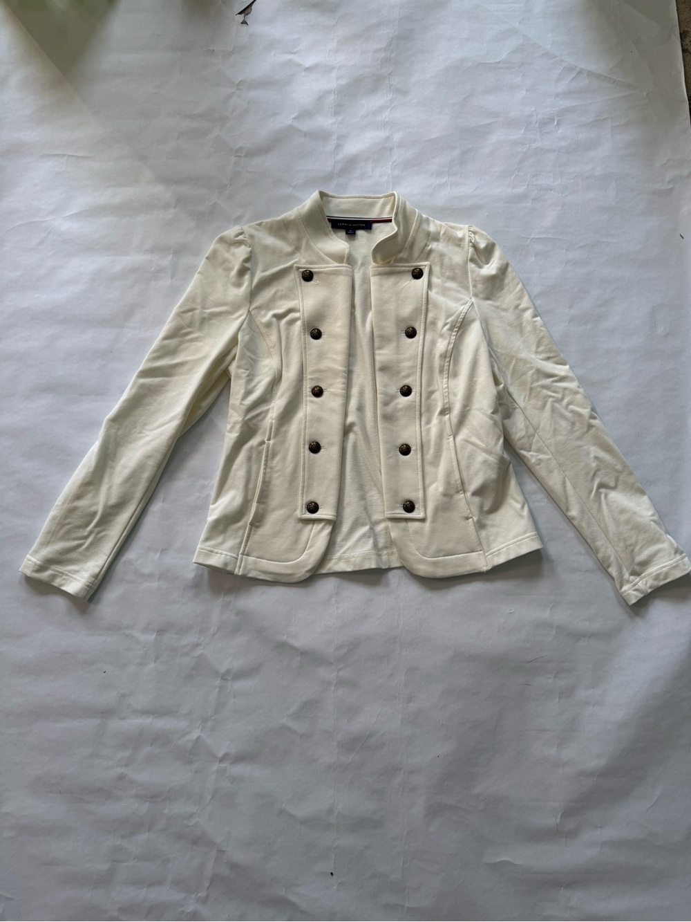 Tommy Hilfiger Cream Double-Breasted Military Blazer